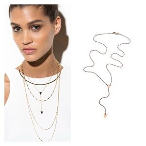 Jennifer Zeuner Kara Rose Gold Lariat Necklace Triangle Arrow